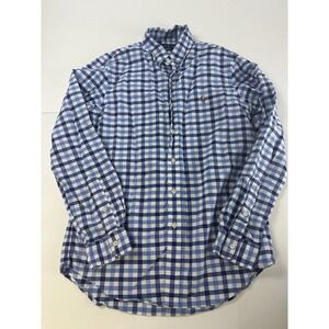 Ralph Lauren Men's Small Blue Plaid Oxford Dress‎ Shirt Button Down
